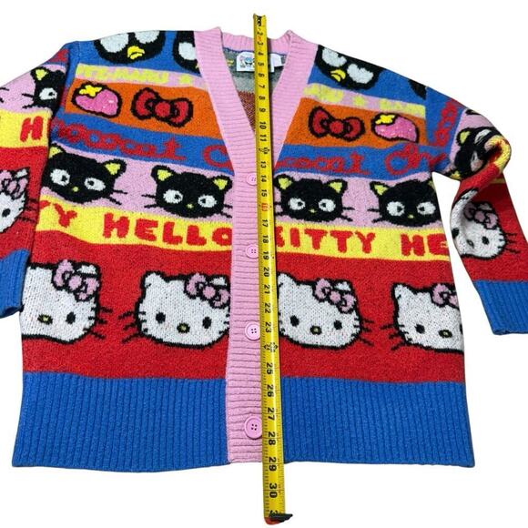 Rare Hello Kitty & Friends x Forever 21 Cardigan Sweater Small AOP Classic Boho - Picture 7 of 8